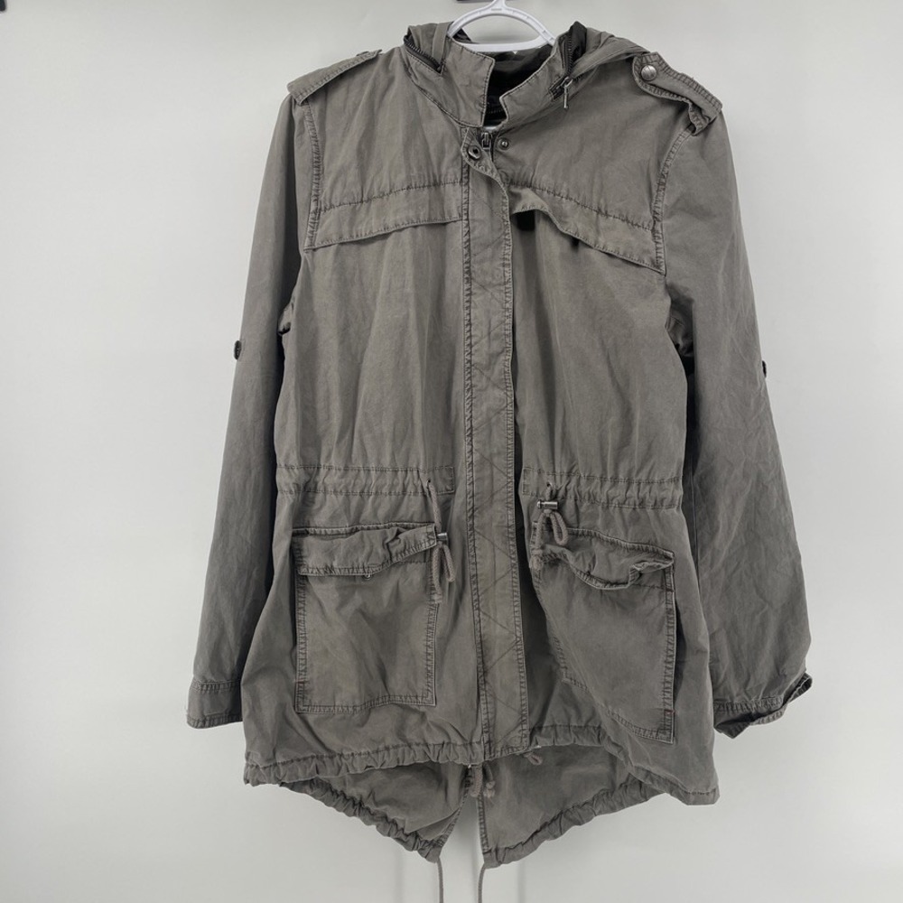 Levi's Jacket Womens XL Olive Gray Hooded Utility Anorak Solid Cotton Military
